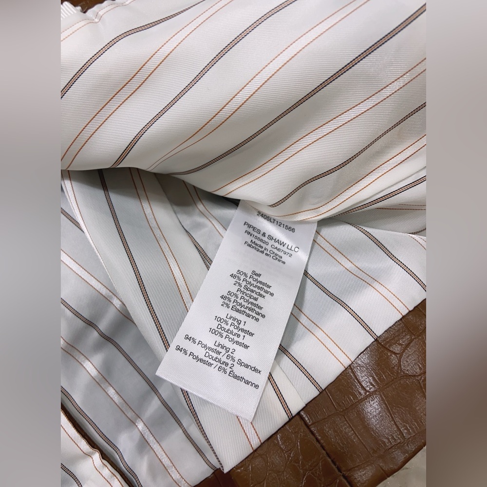 NWT Veronica Beard Lawrence Croc Embossed Faux Leather Dickey Jacket In Brown - Picture 13 of 13